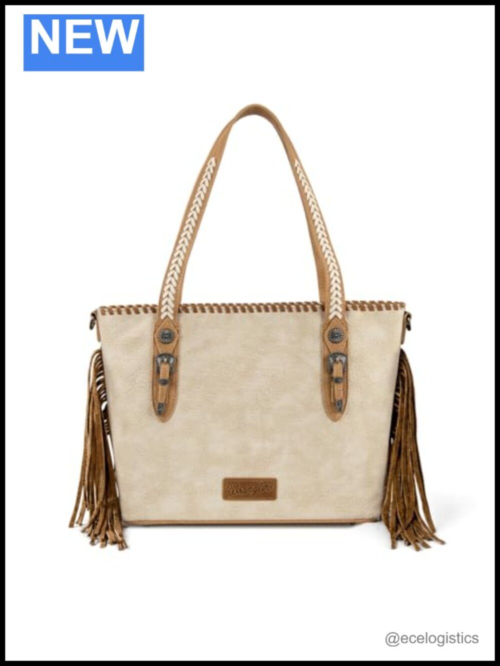 Western Fringe Tote Bag for Women with Whipstitch Detail, Crossbody Handbag
